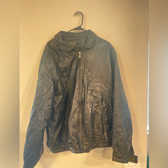Craft and Barrow CROFT AND BARROW Swing Top Padded Leather Blouson, Men's Size L genuine leather brown type Vintage Second Hand